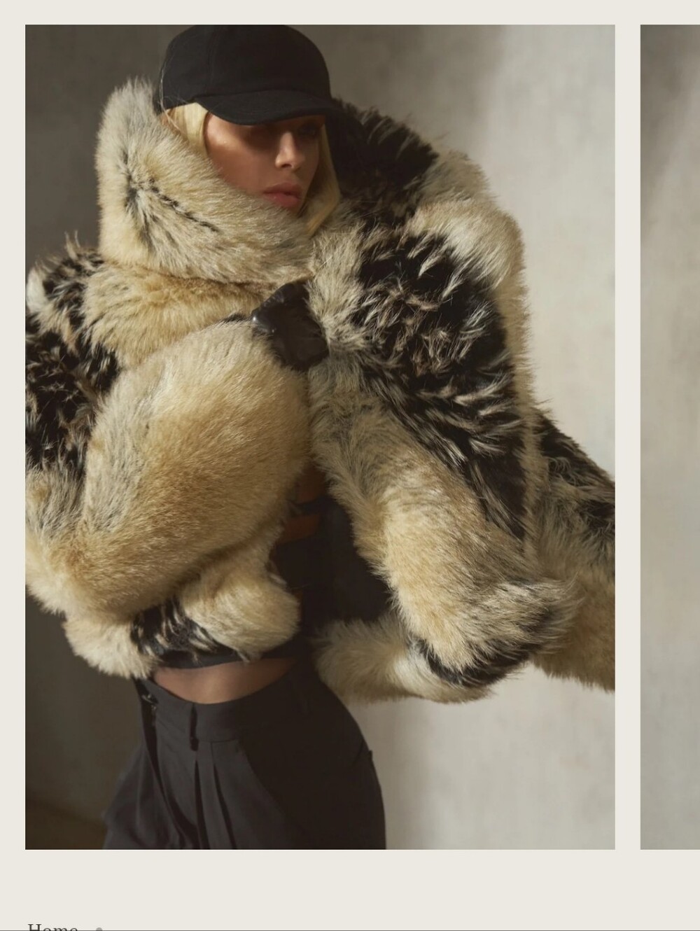 AUTER Fox Jacket Sand Noir Faux Fur Coat.| NWT & Dust Bag.  Clasp Closure.